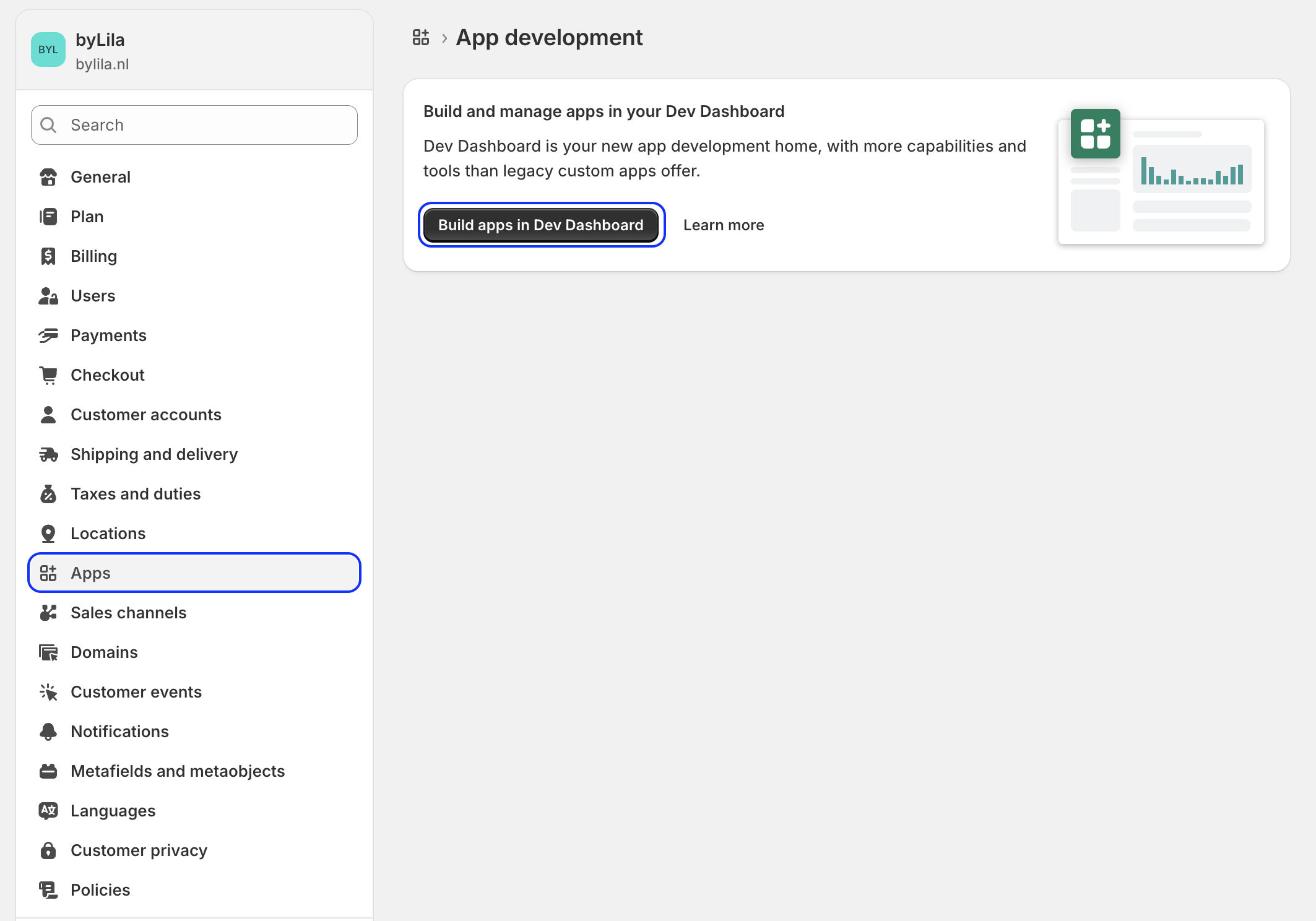 Shopify Dev Dashboard